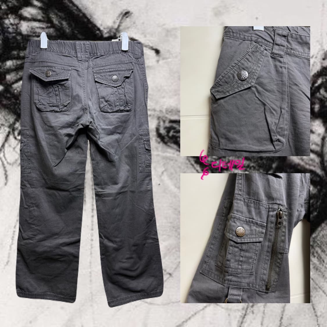 y2k 펑크 차콜색 카고팬츠 상품이미지2