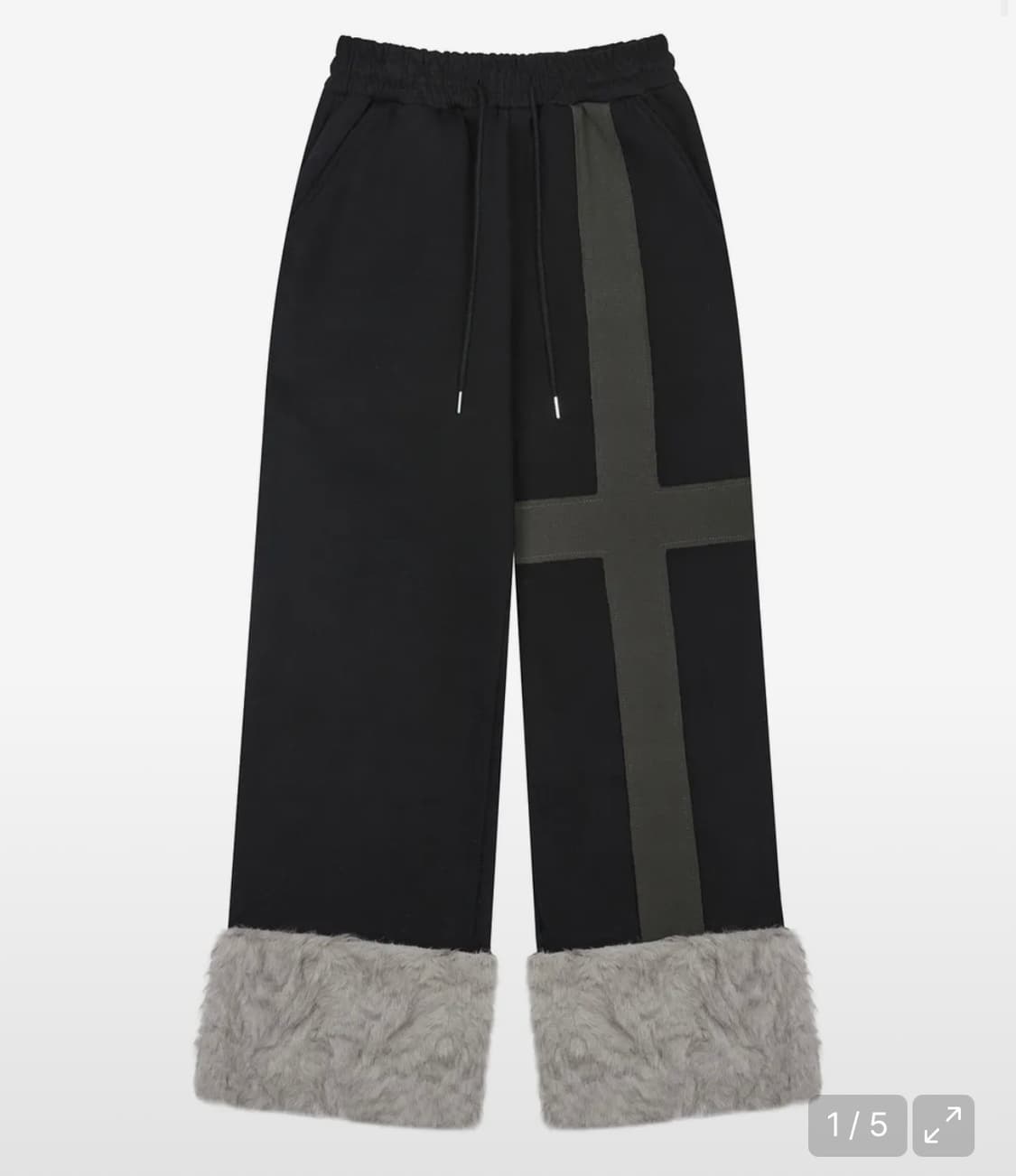 러브이즈트루 FUR TRIM 퍼 트레이닝팬츠 블랙 상품이미지1