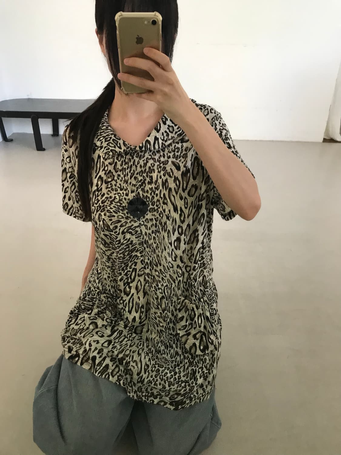 vintage leopard pattern top 상품이미지2