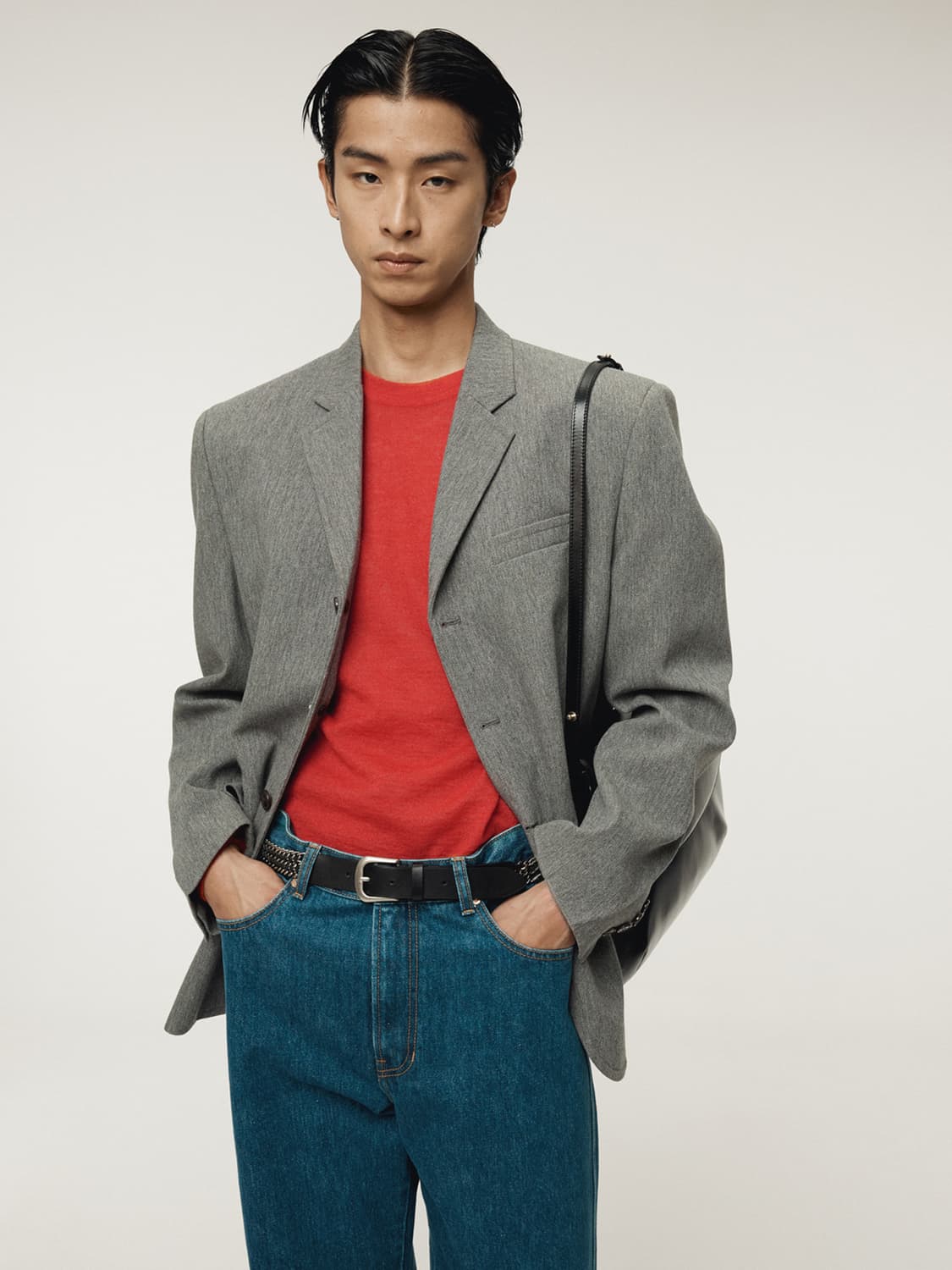 렉토 25FW RC 시어 셔츠 니트 탑 반팔 스웨터 스칼렛 레드 상품이미지4