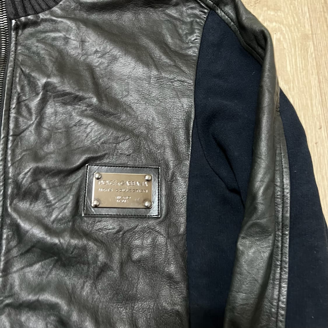 돌체앤가바나 이태리 와펜 램스킨 양가죽 니트 가죽자켓 46 상품이미지3