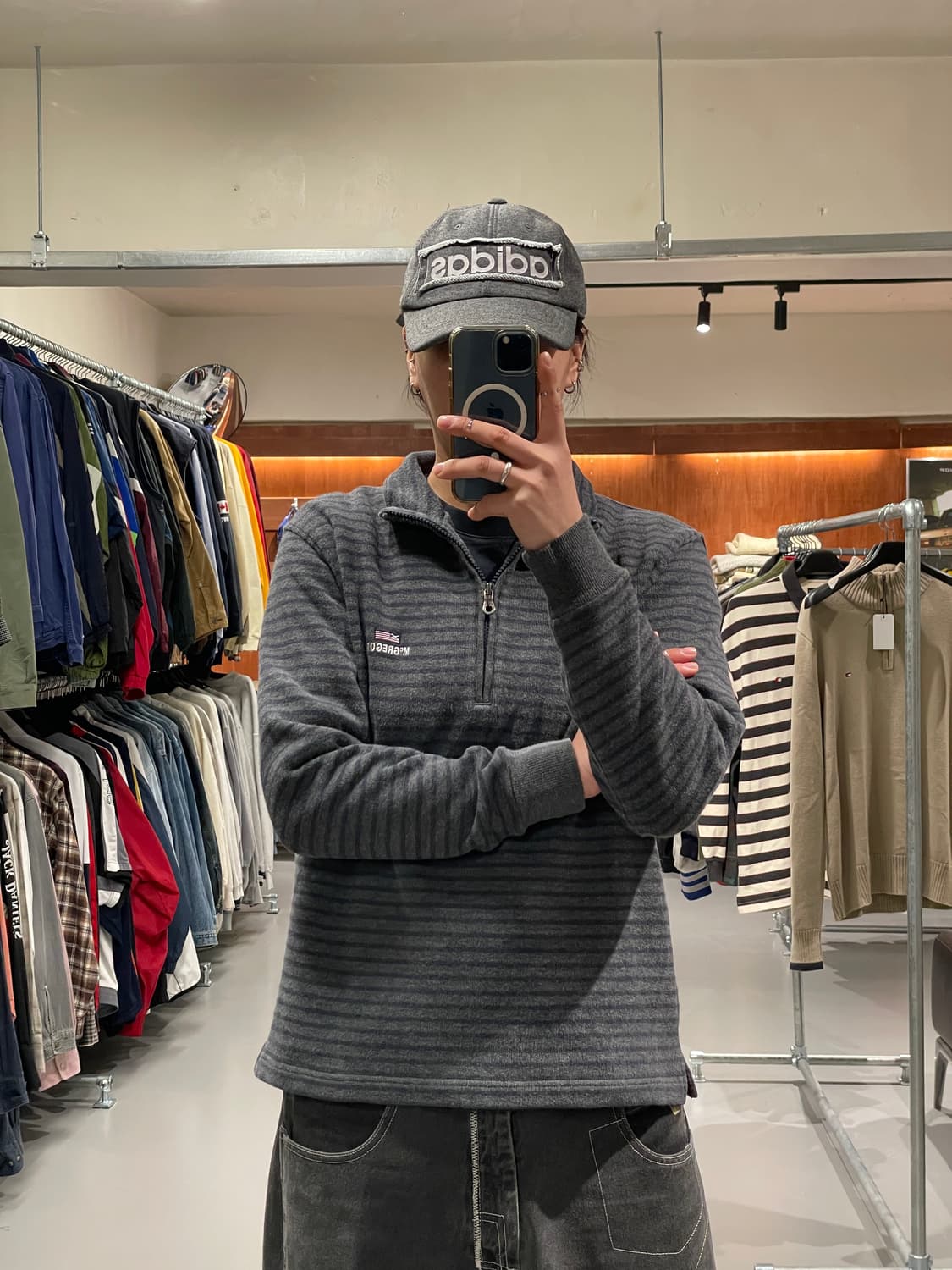 맥그리거 스트라이프 반집업 티셔츠 상품이미지2