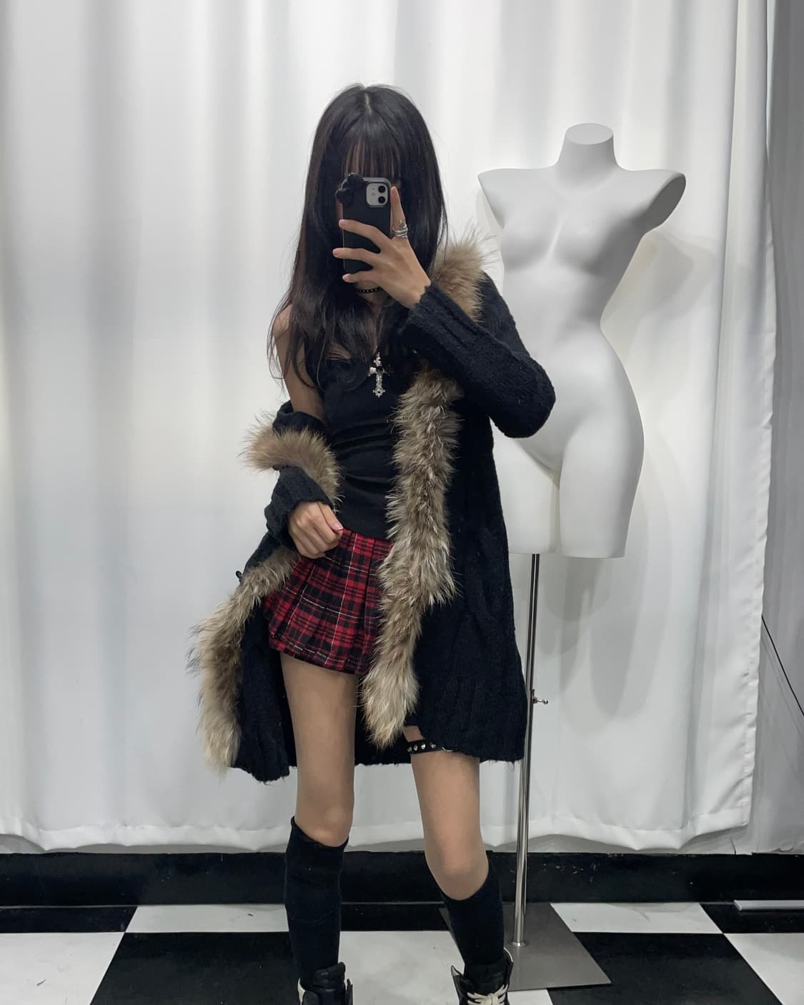 🎸블랙 퍼 니트 후디🎸 상품이미지4