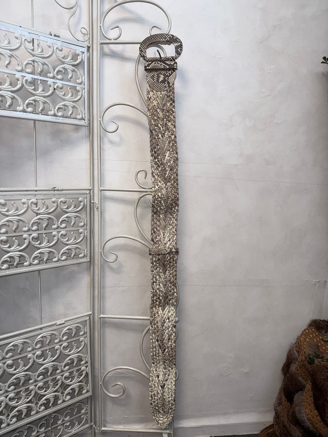 White gray python buckle belt 상품이미지3