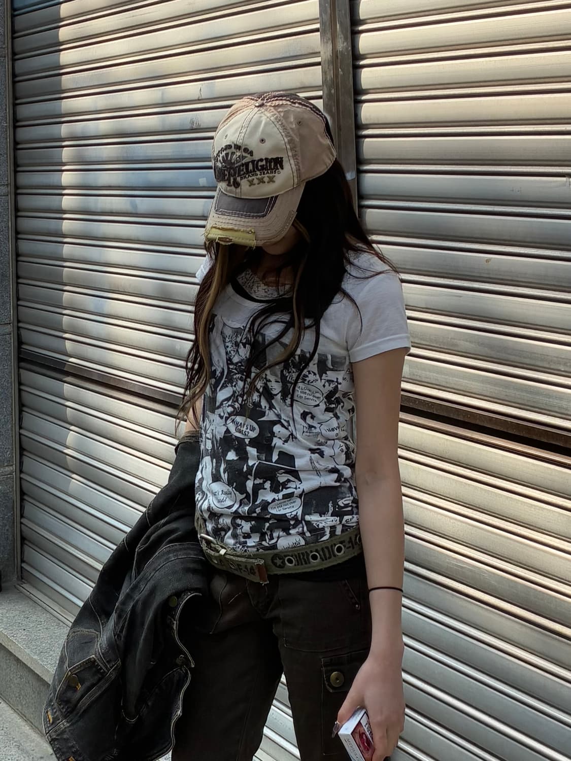 OS)Lip survice vintage 여성 프린팅 화이트 반팔 티셔츠 상품이미지1