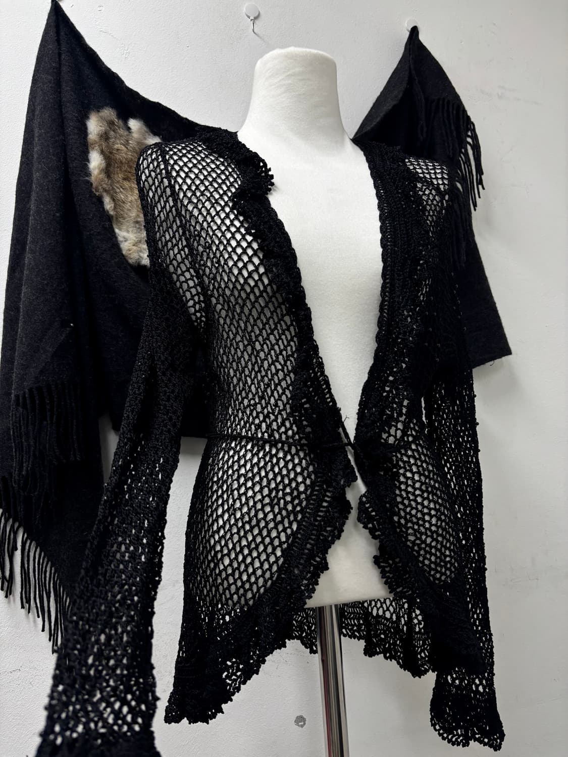 “Vintage”Y2K Mood Black Mesh Cardigan 상품이미지2