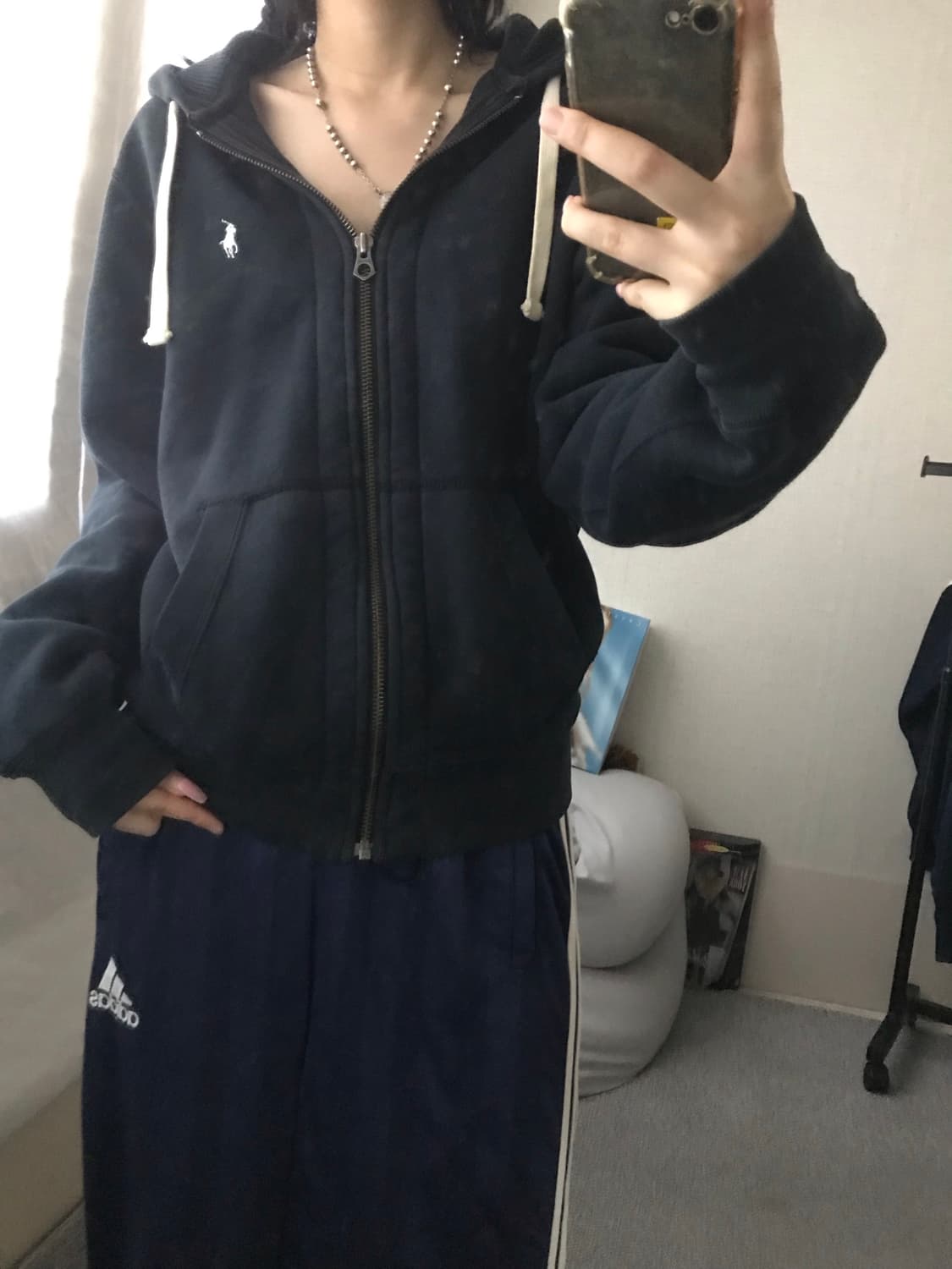 폴로 블랙 후드집업 상품이미지2