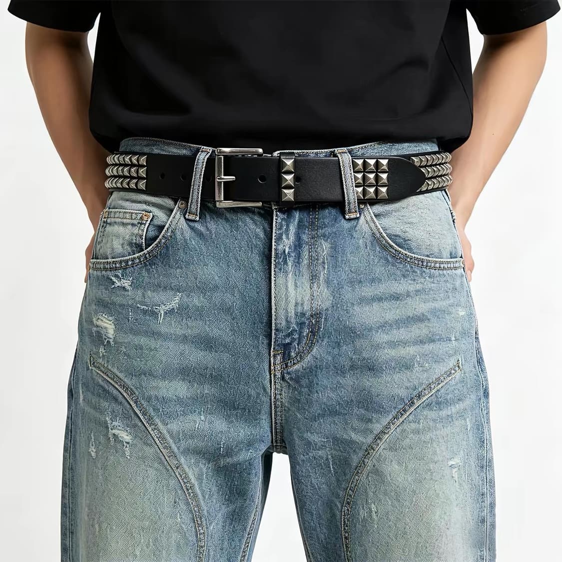 RE: Chrome Grid Stud Belt 상품이미지5