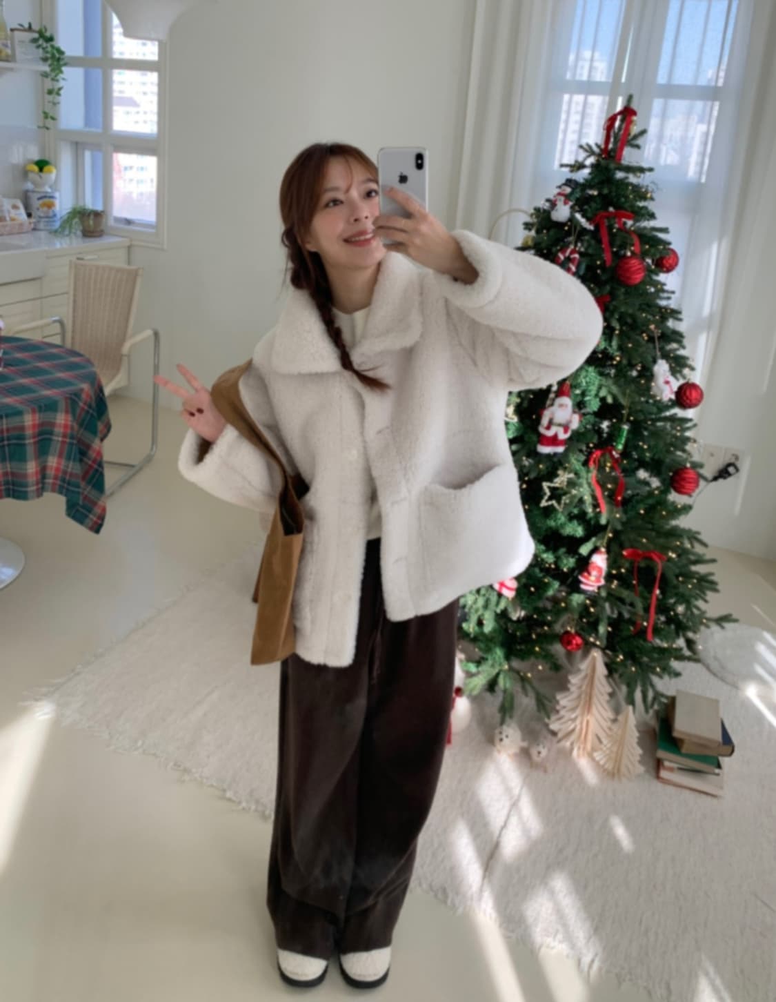 온더팔레트 온팔 자체제작 테디 시어링 무스탕 아이보리 상품이미지3