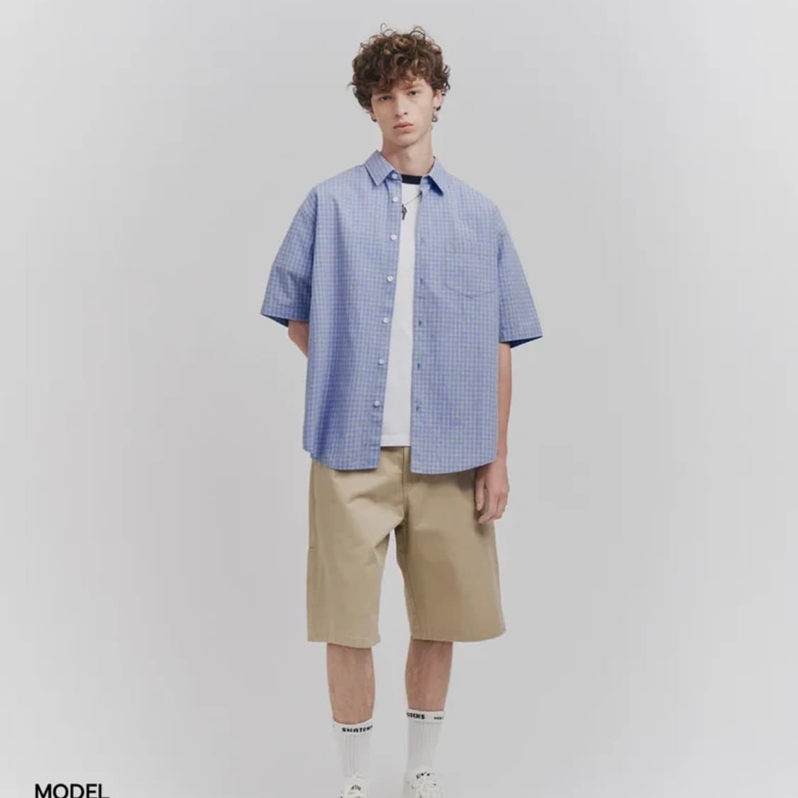 피도디도 체크하프셔츠 퍼플색 상품이미지2