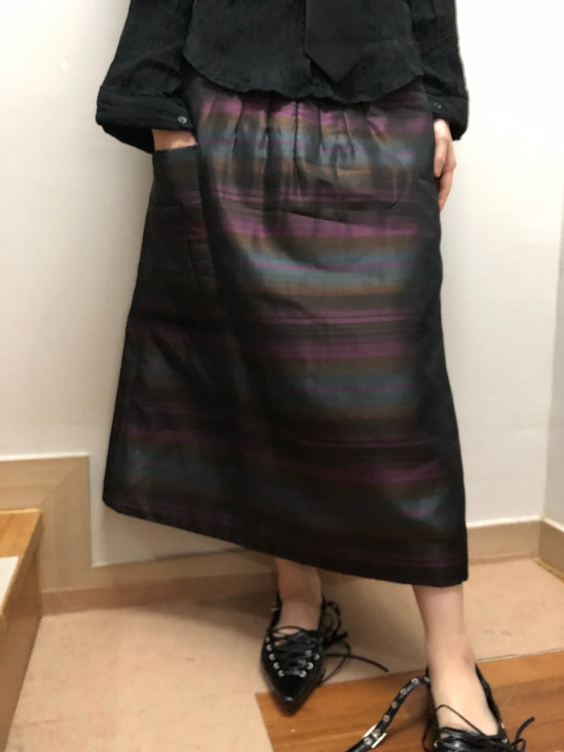 빈티지 블랙 오리엔탈 패딩 스커트 상품이미지5