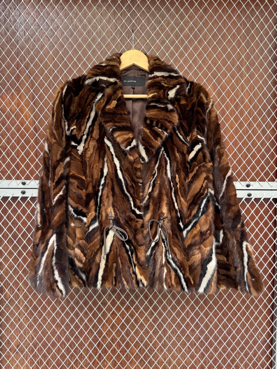 빈티지 리얼 밍크 카모 브라운 퍼 셔링 코트 자켓 상품이미지2