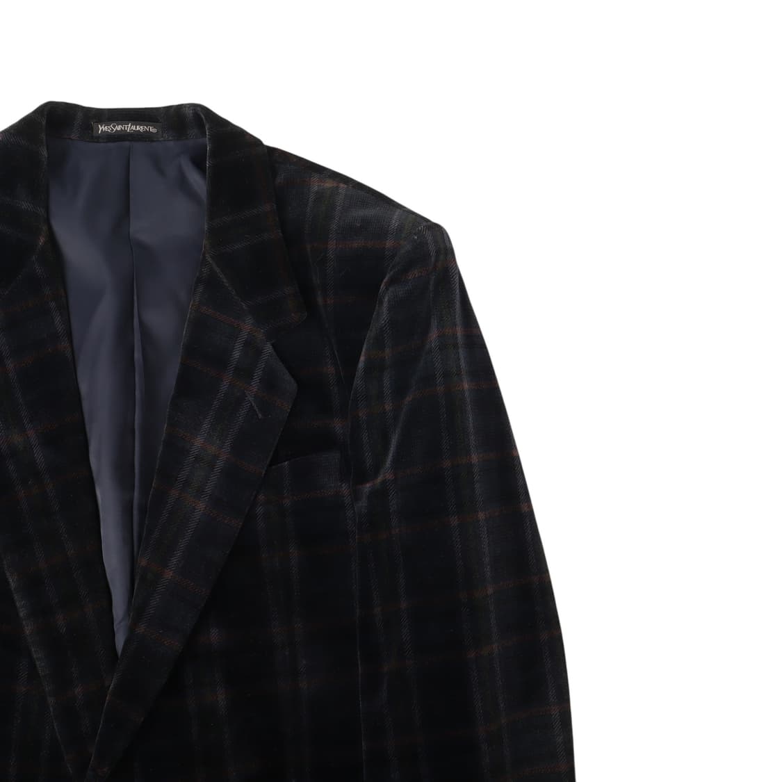 입생로랑 벨벳 체크 실버 2B 자켓 상품이미지3