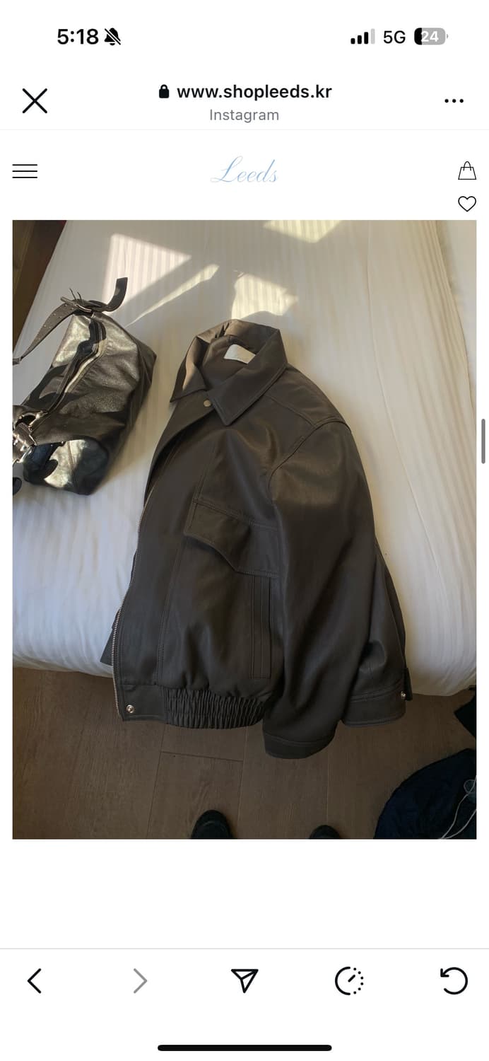 리즈(leeds) 브라운 레더자켓(새상품) 상품이미지5