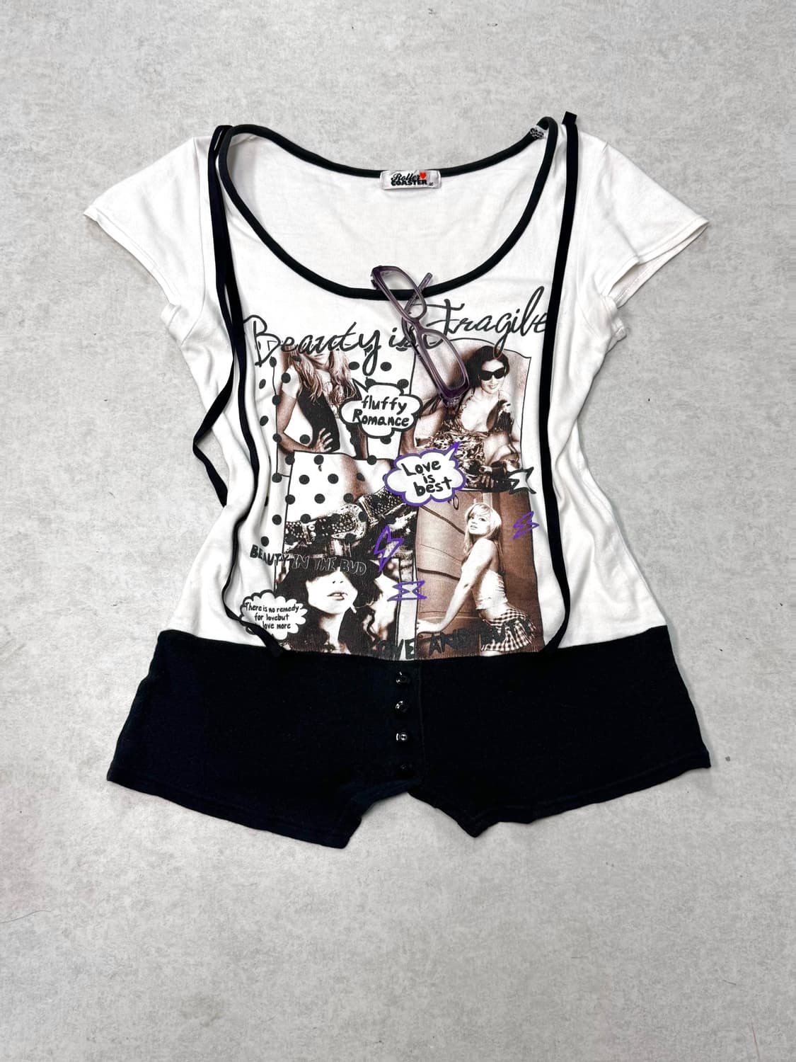 갸루 멜빵 프린팅탑 상품이미지1