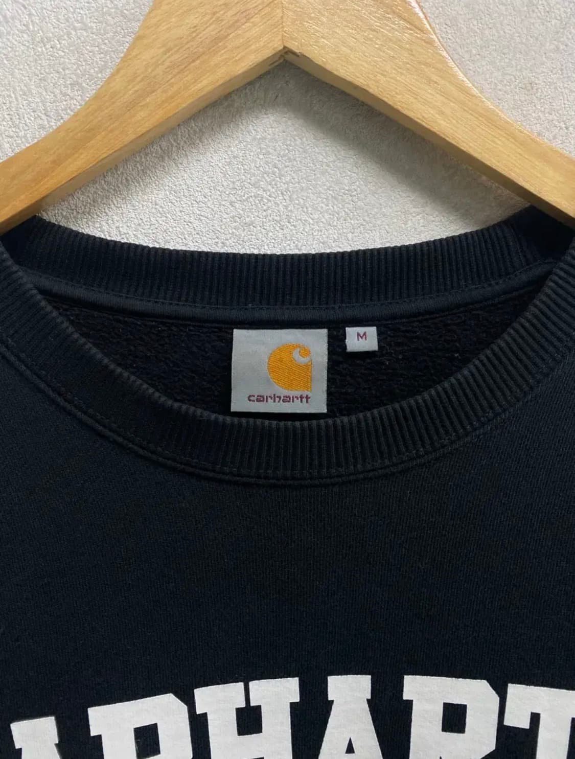 칼하트 로고 블랙 기모 맨투맨 셔츠 M 상품이미지4