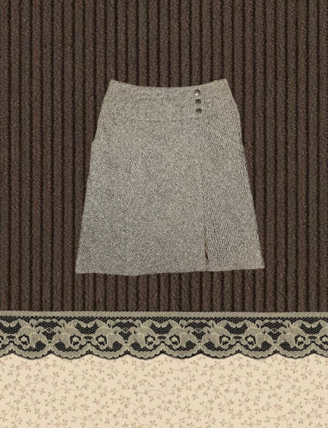 gray magic☆ 울 실크 쓰리버튼 미디 스커트 니혼진 공겜여주 모리 상품이미지1