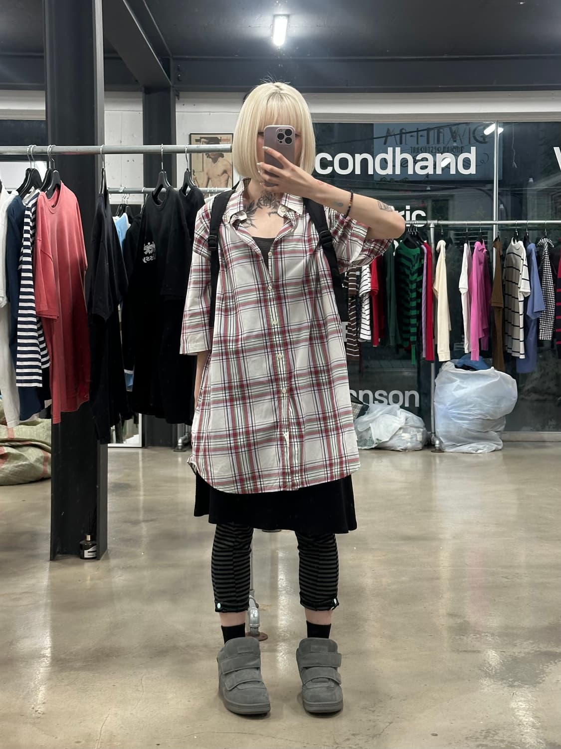 폴로 랄프로렌 체크 반팔 오버핏 셔츠 상품이미지1