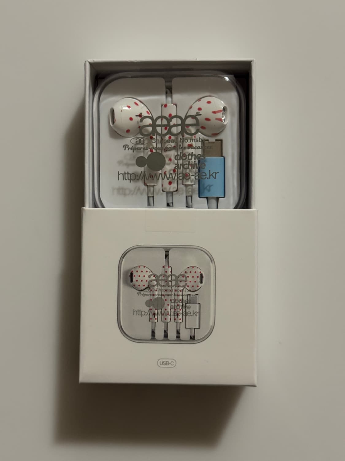 aeae 이어폰 화이트 + 빨강 상품이미지1