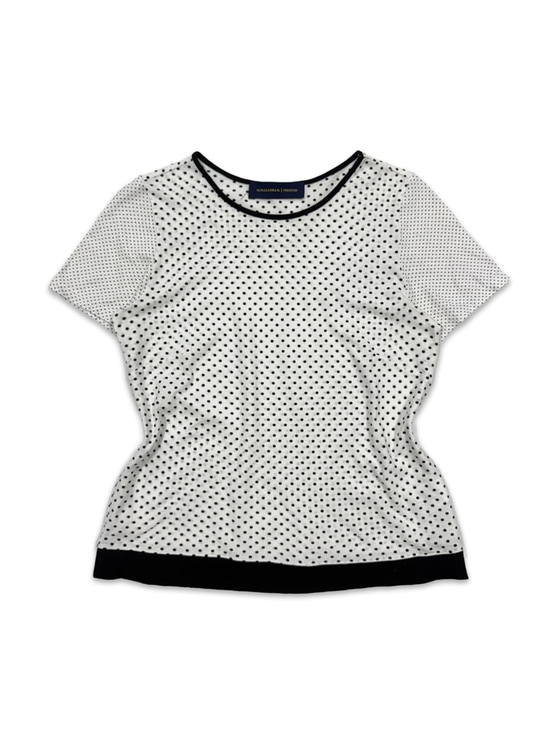 빈티지 화이트 블랙 도트 반팔티 상품이미지1