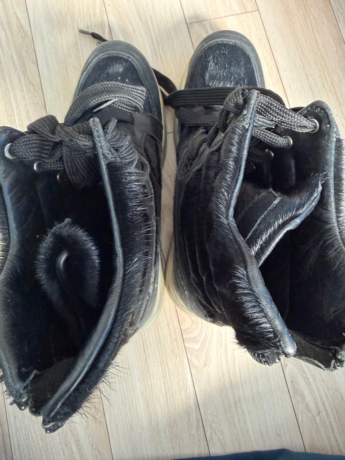 블랙 송치 레더 레이스업부츠 상품이미지4