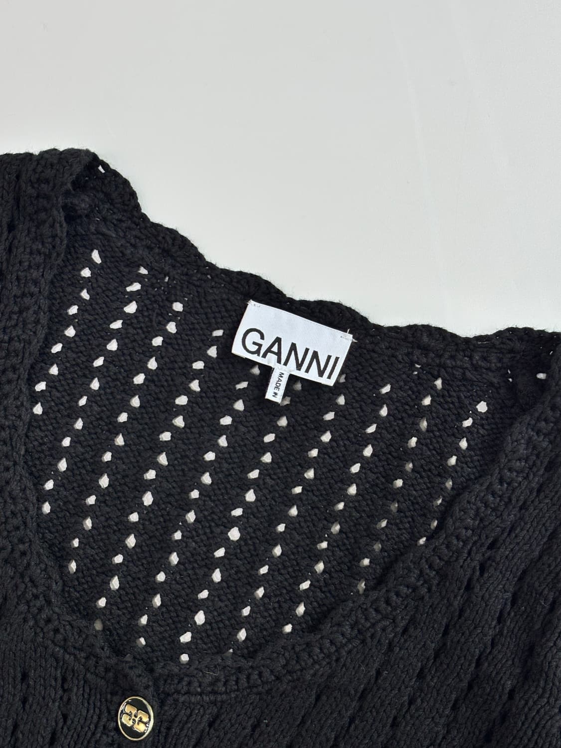 Ganni 가니 레이스 로우 오넥 블랙 가디건 상품이미지4