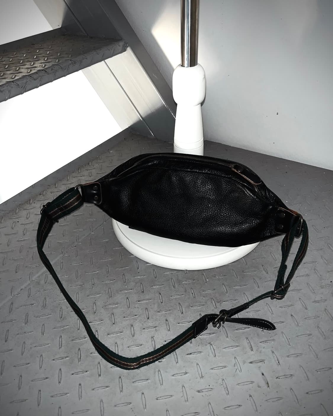 JPN 일본 빈티지 리얼 카우레더 소가죽 힙색 크로스백 상품이미지6