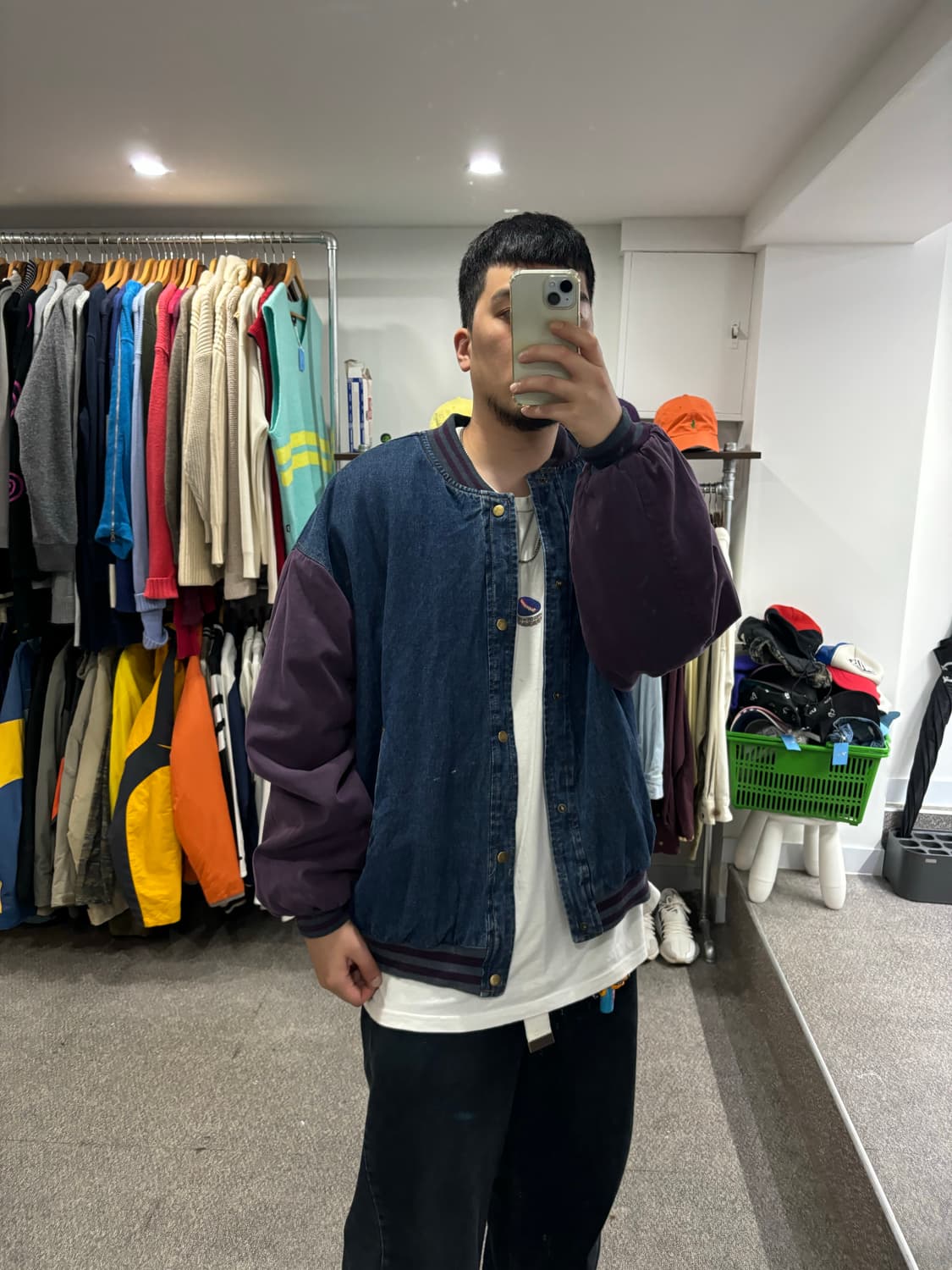 (XL) AMB 빈티지 데님 바시티 자켓 상품이미지5