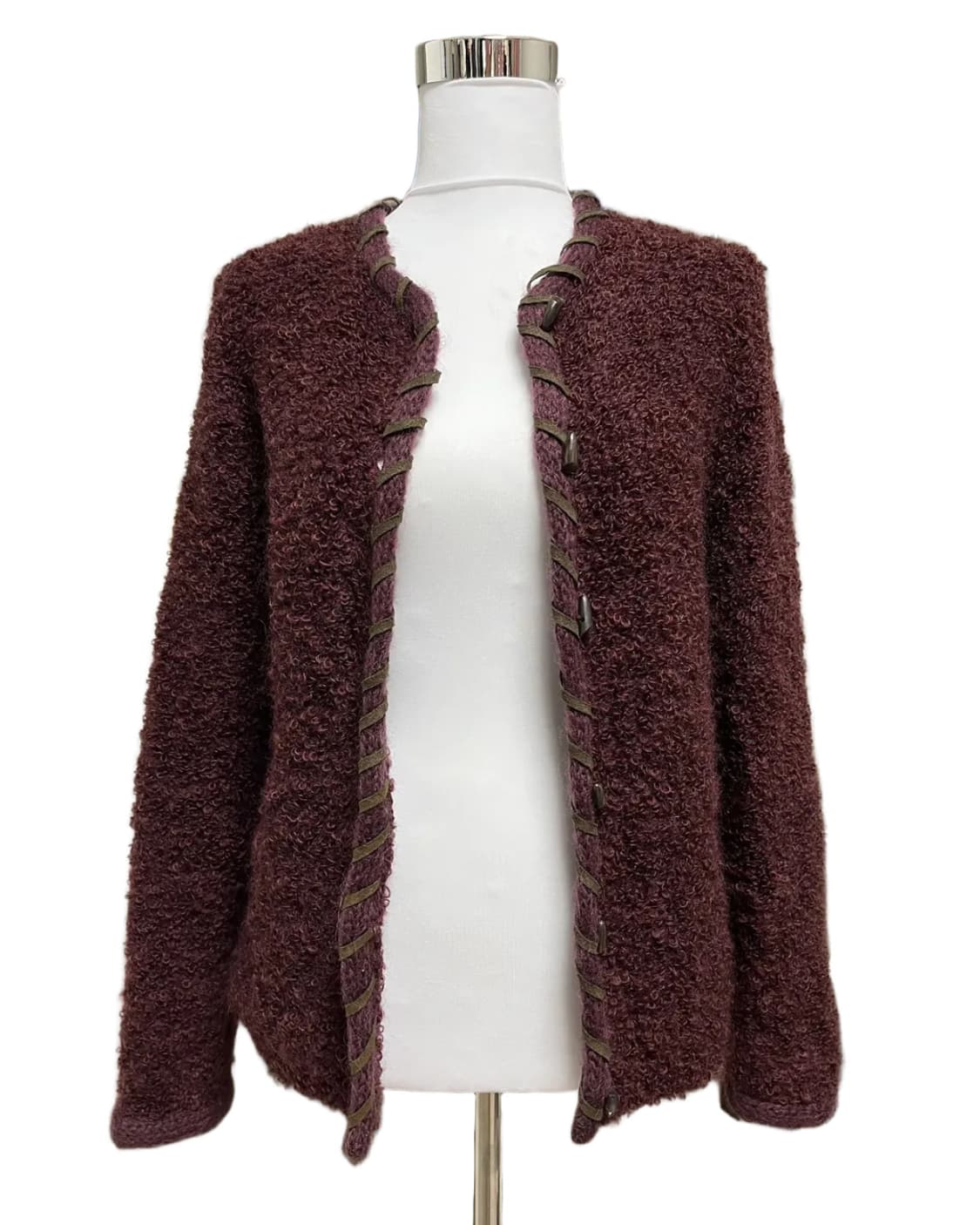Burgundy toggle button cardigan 상품이미지4