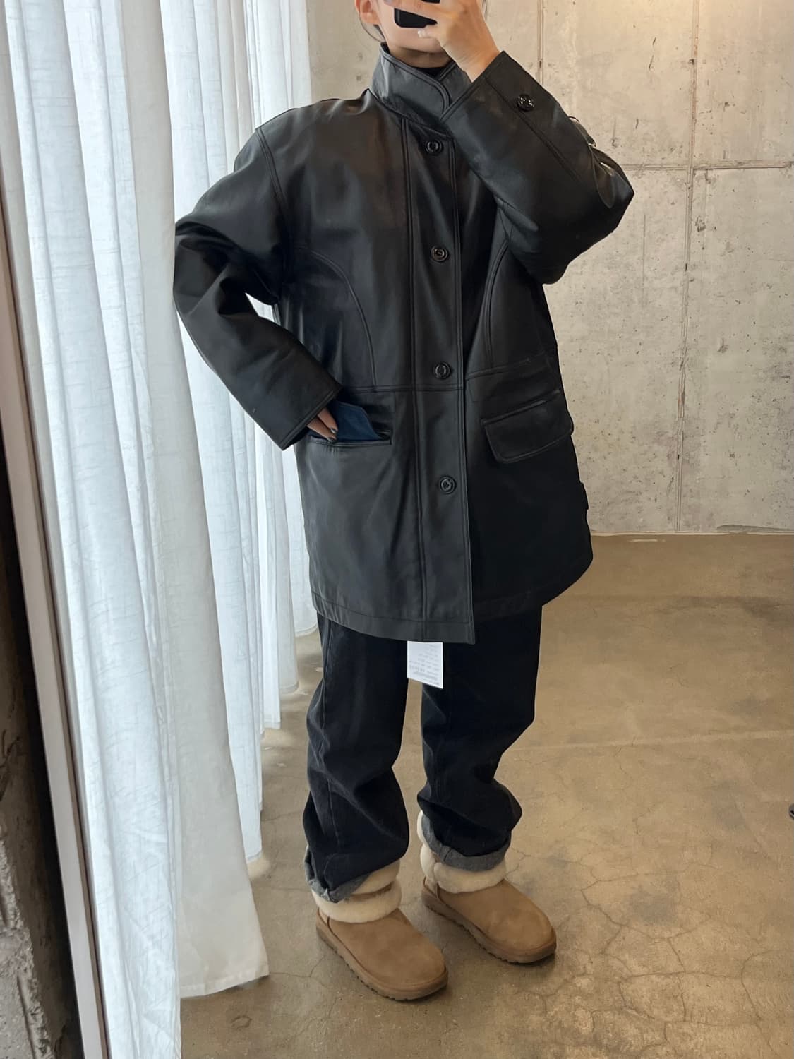 90s 램스킨 가죽자켓 블랙 상품이미지4