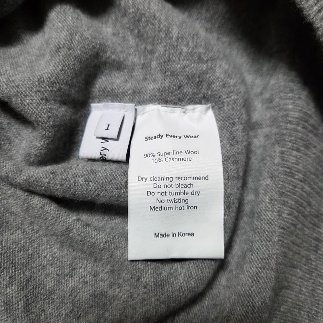 [1] 스테디에브리웨어 릴렉스드 울 캐시미어 터틀넥 니트 그레이 멜란지 상품이미지5
