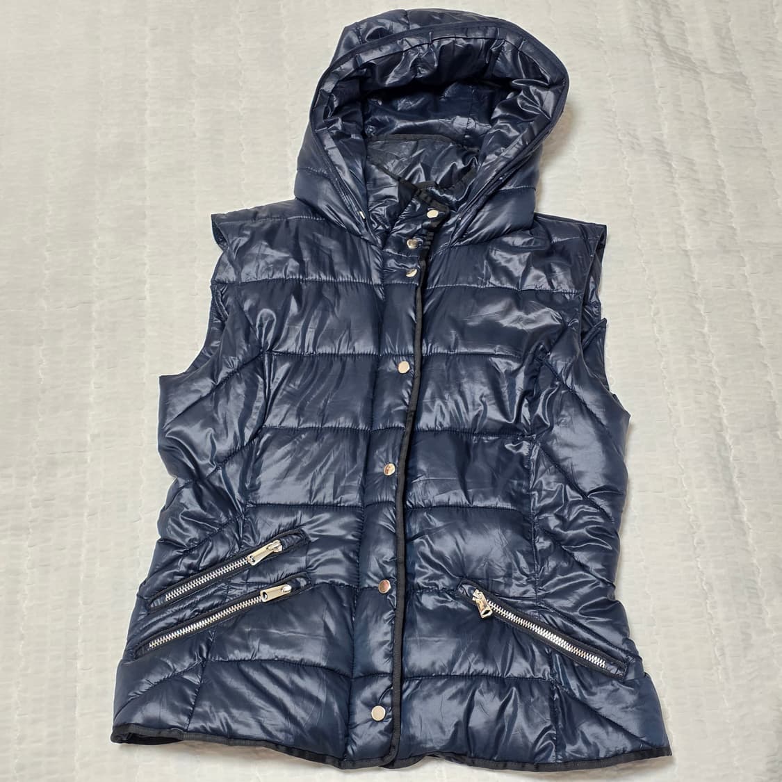 ZARA TRAF) Y2K 네이비 후드 패딩 빈티지 그런지 보헤미안 조끼 상품이미지3