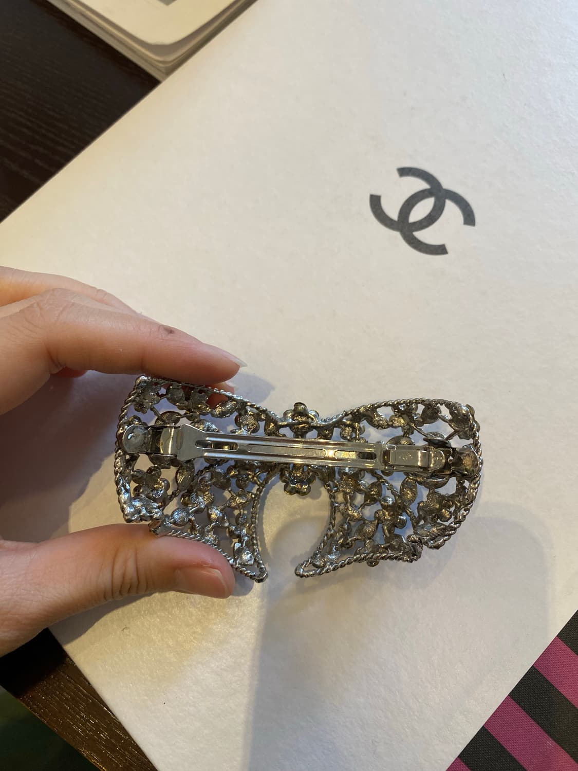 리본 블랙 크리스탈 헤어핀 상품이미지3