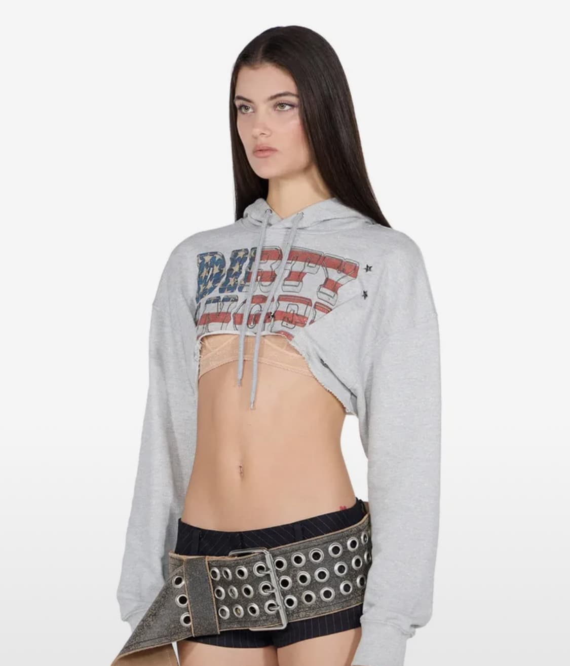 Sculptor 스컬프터 글리터 플래그 크롭 후디 멜란지 그레이 M 상품이미지2