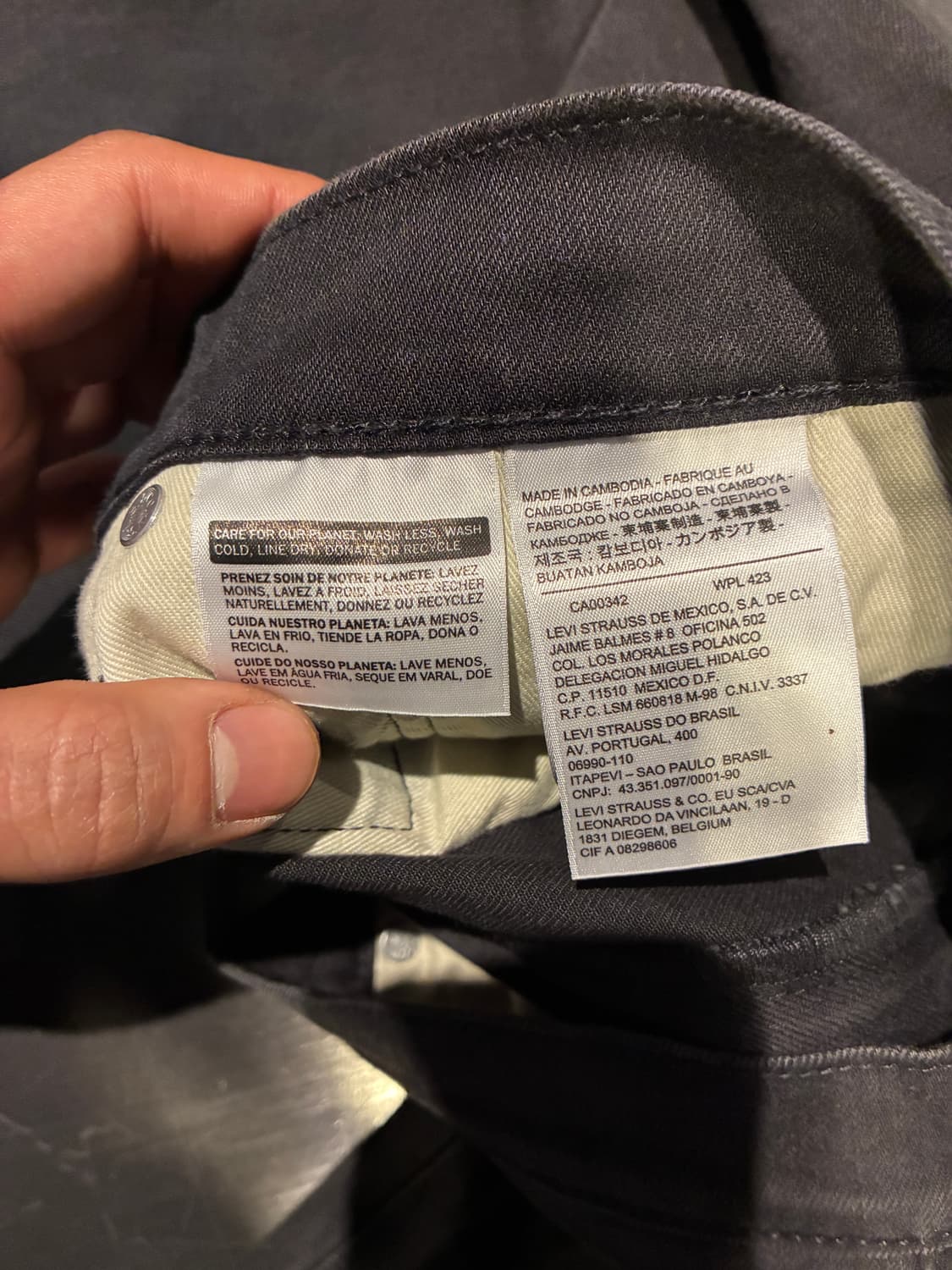 36/32) 리바이스 522 스트레이트 워싱 블랙 데님 상품이미지2