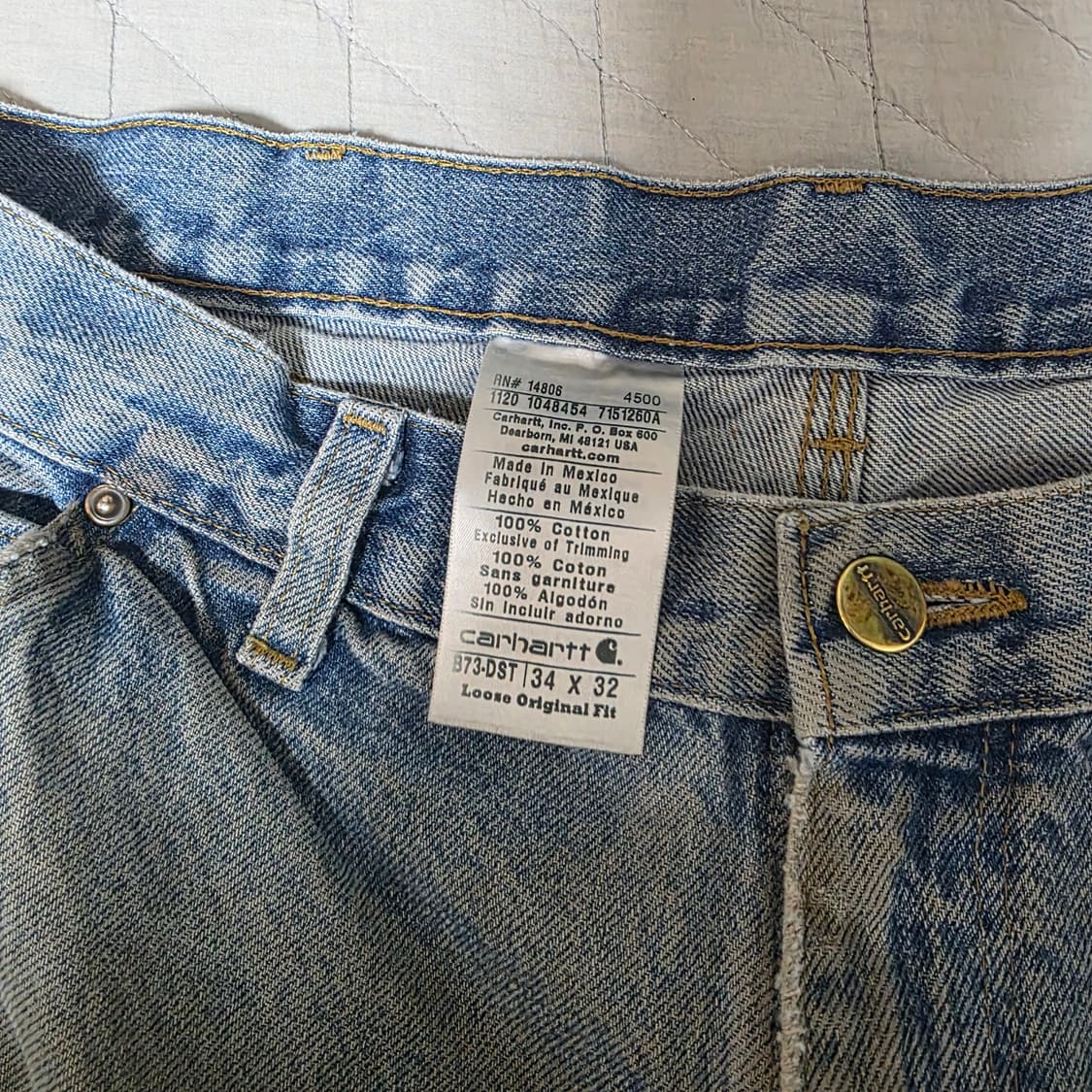 [34X32] 빈티지 칼하트 더블니 B73 DST 데님팬츠 트래쉬드 상품이미지5