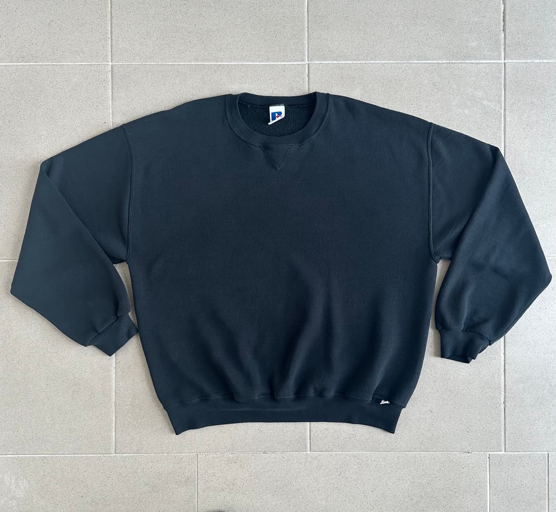 90s 빈티지 러셀 스웻셔츠 블랙 XL 상품이미지1
