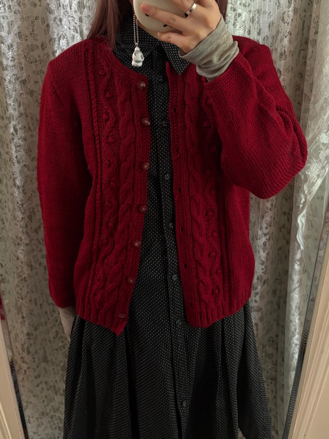 빨강 니트가디건 상품이미지4