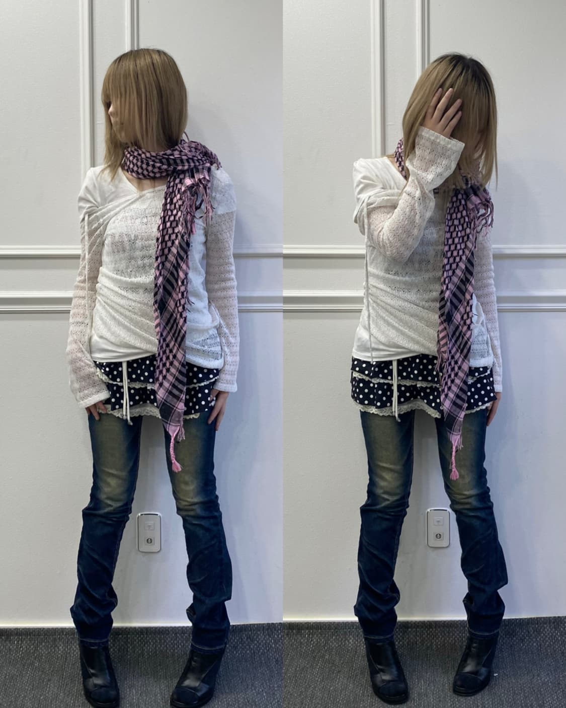 White off shoulder Loose-Fit Slee 상품이미지1