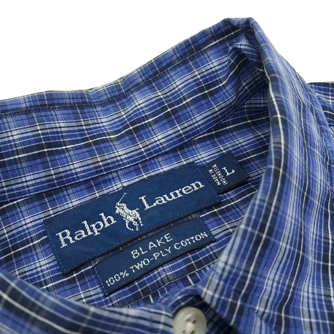 CN914 L 폴로 랄프로렌 블루 스몰타탄체크 긴팔 셔츠 남방 상품이미지4