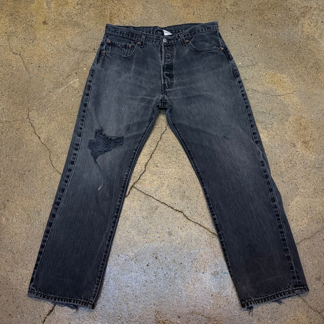 00s 미국 빈티지 리바이스 501 블랙진 찢청 청바지 상품이미지1