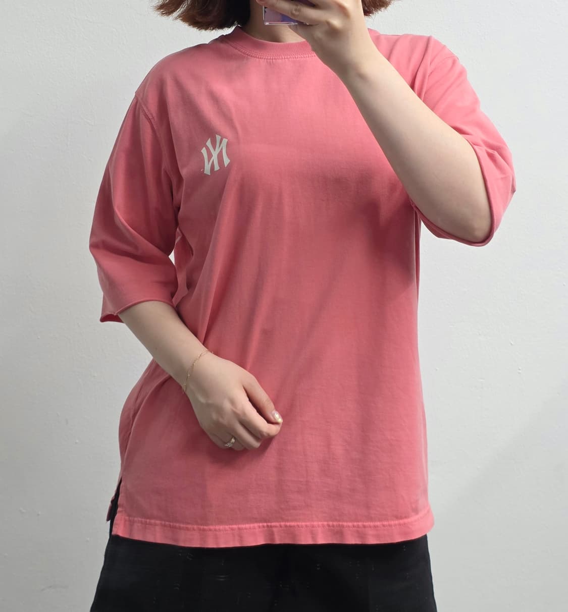 [프립]S/MLB 뉴욕 양키즈 반팔 티셔츠 핑크 상품이미지1