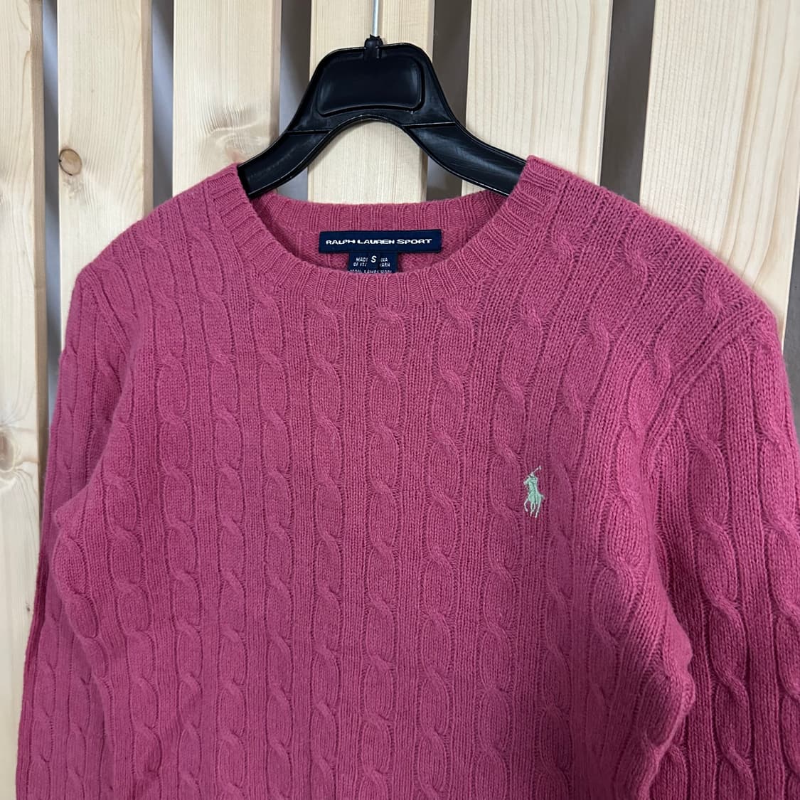 (S) 폴로 핑크 케이블 니트 스웨터 상품이미지3
