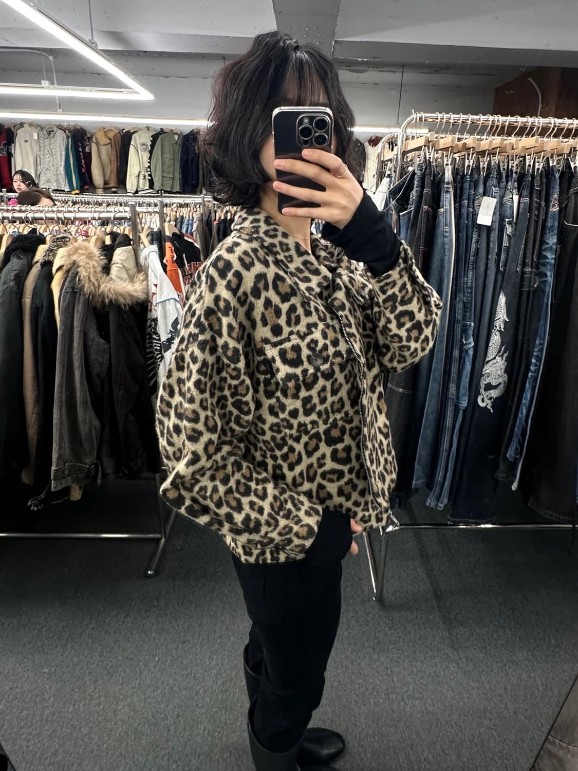 OS)Japanese Vintage 레오파드 패턴 크롭 자켓 상품이미지3