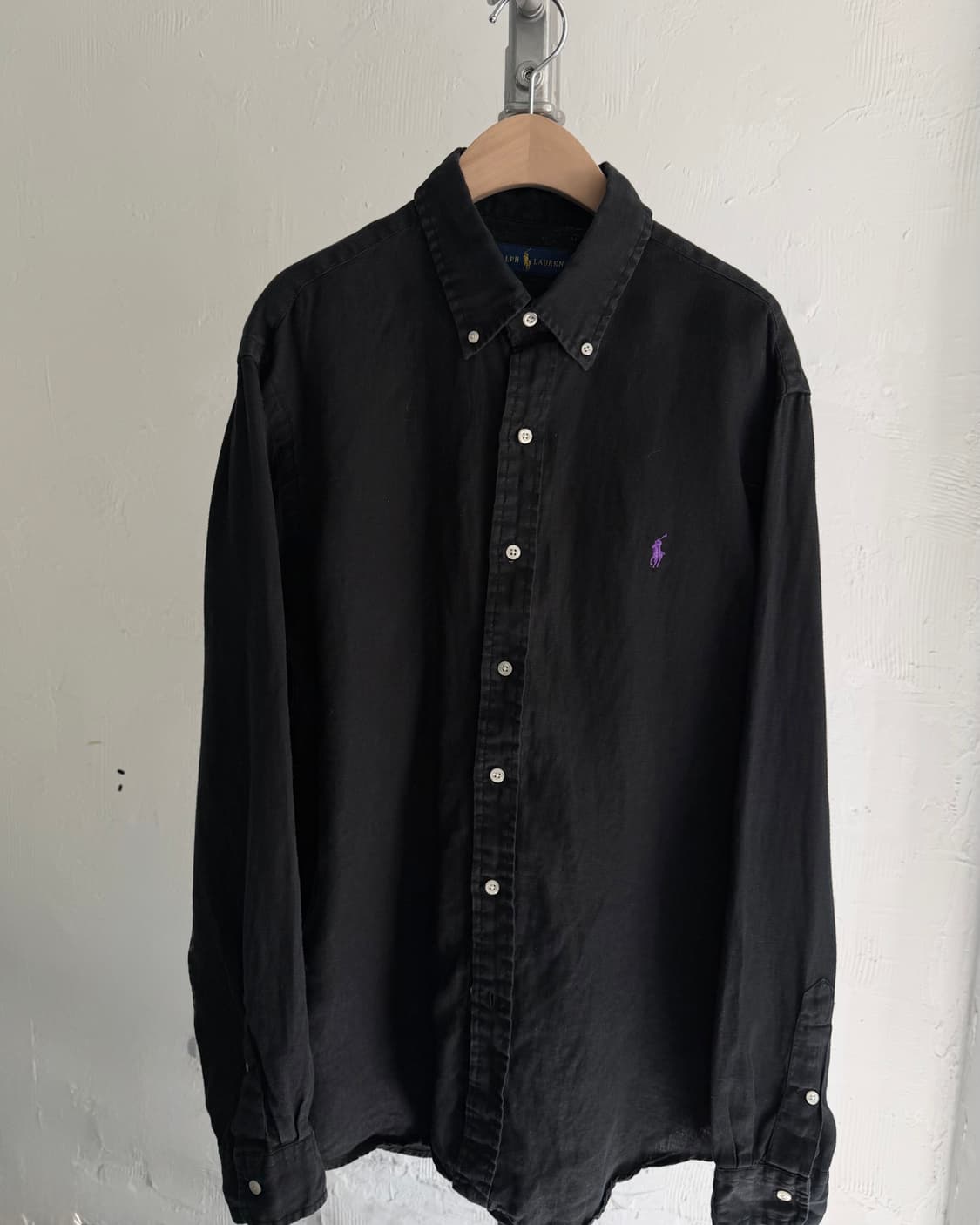 Polo 폴로 랄프로렌 신형 퍼플포니 블랙컬러 린넨 셔츠 상품이미지3