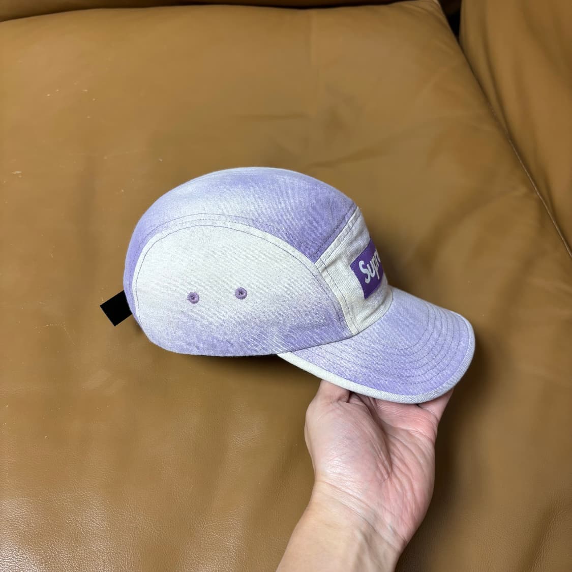 슈프림 캠프캡 모자 박스로고 워시드 스프레이 퍼플 상품이미지3