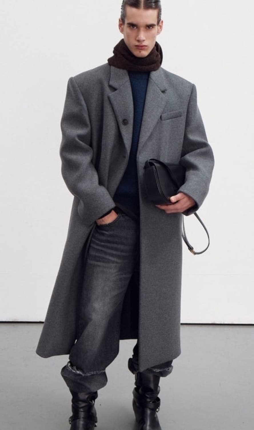 렉토 23FW 울 블렌드 코트 멜란지 그레이 M 상품이미지1