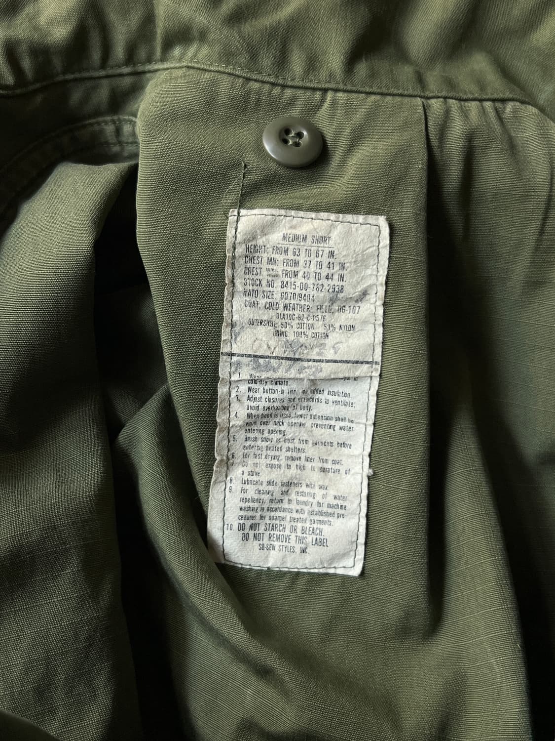 [M/S]80's 오리지널 U.S ARMY 2세대 M-65 필드 자켓 상품이미지5