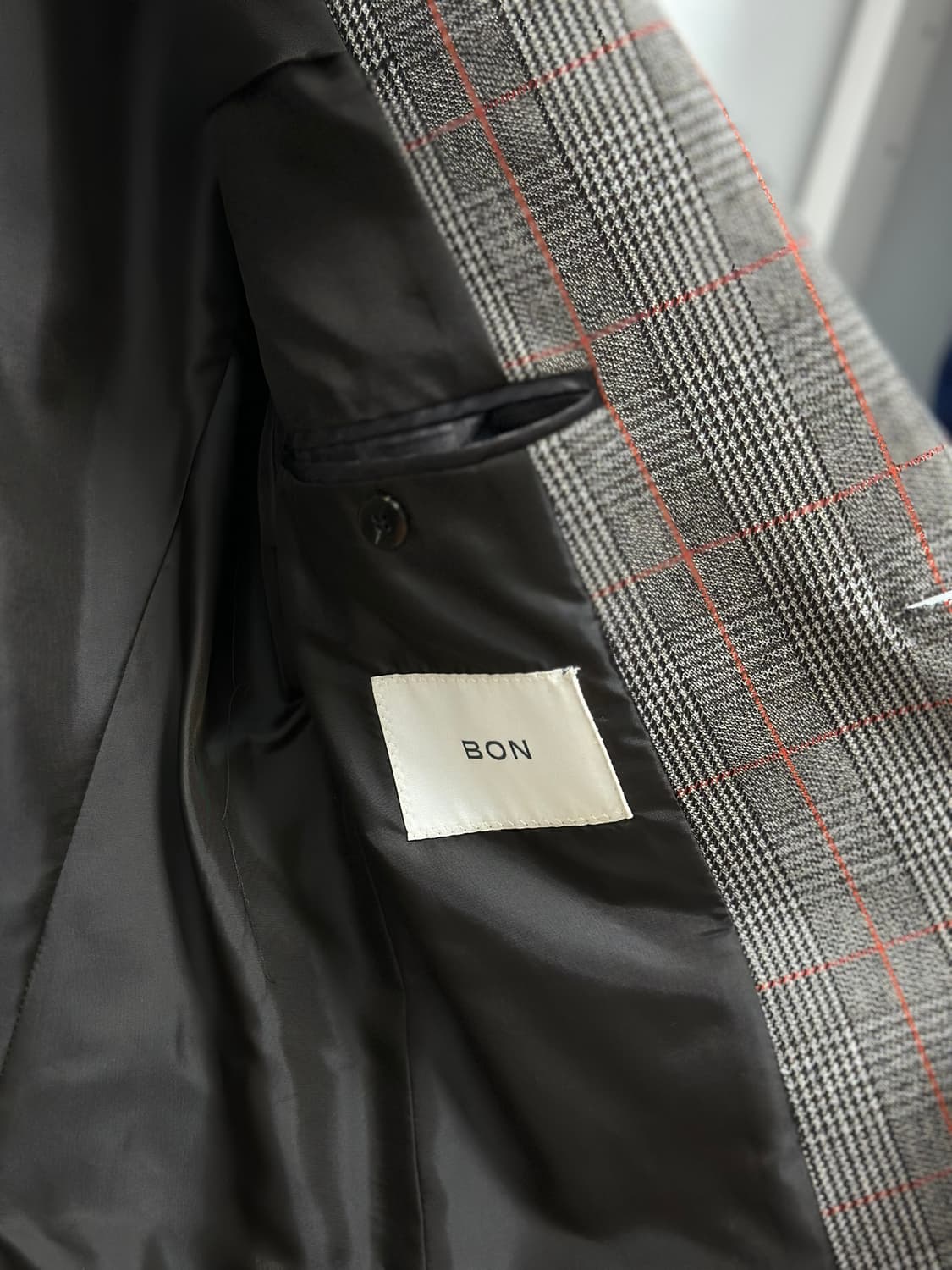 BON(본) 브라운 체크 투버튼 싱글자켓/100사이즈 상품이미지5