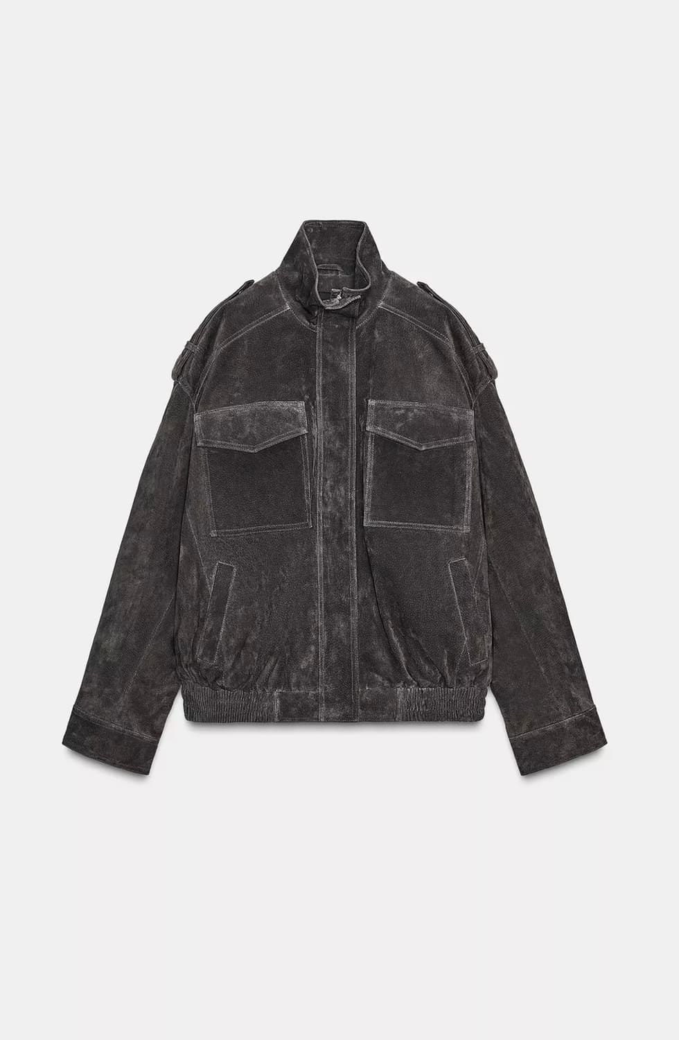 (해외대란템) 자라 zara 스웨이드 레더 자켓 먹색 S 상품이미지2